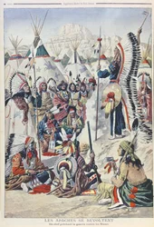 Native American Chief urging Revolt against the White People, illustration from Le Petit Journal