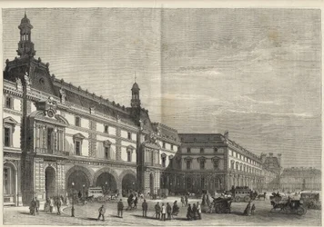 New Buildings of the Tuileries in the Place du Carrousel (engraving) - Le nouveau Louvre - facade du cote de la place du Carrousel et salle des États - engraving of 1869