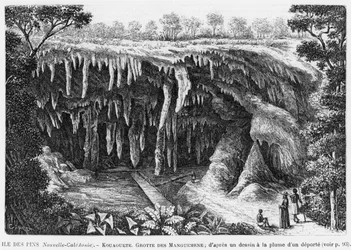 New Caledonia, Isle of Pines, Kouaouete, Manguemene Grotto, Illustration from the Bulletin Les Missions Catholiques, After a Pen & Ink Drawing of a Deportee, 1893