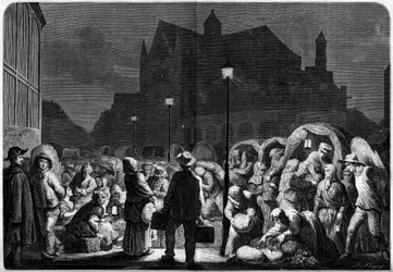 Night supply of the Paris halls, near the church of Saint Eustache