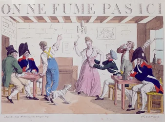 No Smoking caricature against the presence of the Allied Troops in Paris, 1815