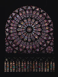 North transept rose window depicting the Virgin and Child in the centre surrounded by Old Testament characters, designed c.1250
