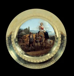 Plate of the Service of Prince Eugene: Bergere in a Landscape Near Siena