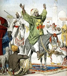 Omar Zarahun, Pretender to the Throne of Morocco, Preaching a Holy War, Cover Illustration of Le Petit Journal, 23 November, 1902