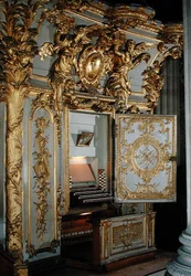 Organ with the door open, in the chapel