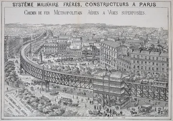 Panoramic View of the Overground Metro in Paris, illustration from Le Metropolitain