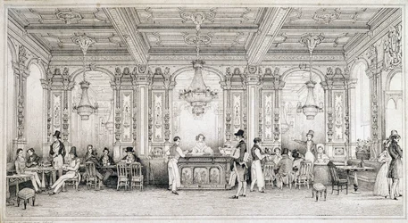 Parisian cafe at the beginning of the 19th century