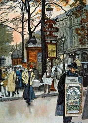 Parisian Street Scene Near the Metro Station of Palais-Royal