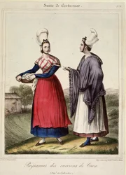 Peasant women in the vicinity of Caen - lithography