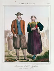Peasants from Saint-Lyphard, from Les Costumes Bretons de Charpentier