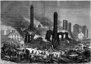 Pemberton mill fire at Lawrence, Massachusetts, United States, January 10