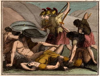 Persian Wars: Battle of Thermopylae 480 BC. The Spartan king Leonidas and his men fall in the battle