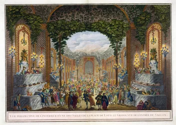 Perspective View of the Interior of One of the Rooms of the Place de Louis le Grand, View of the Entrance to the Salon