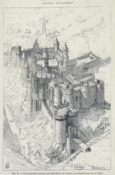 Perspective view restored by Gelis Didot, of the Chateau de Bourbon - L