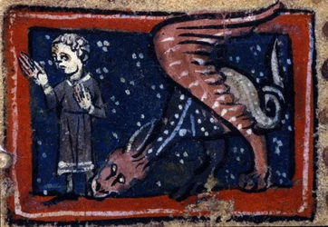 Peryton drawn from a French bestiary of the 14th century. Biblioteca Trivulziana