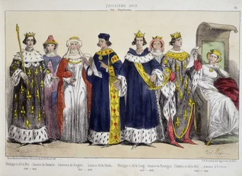 Philip IV the Bel, Jeanne de Navarre, Clemence of Hungary, Louis X Le Hutin, Philippe V the Long, Jeanne de Boulogne, Charles IV the Bel, Jeanne d
