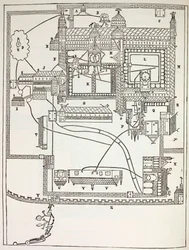 Plan of the Benedictine Monastery at Canterbury in the 12th century, from Military and Religious Life in the Middle Ages by Paul Lacroix, published London c.1880