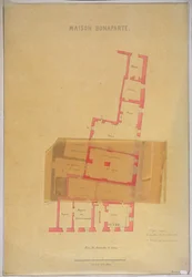 Plan of the ground floor and cellars of the house in Ajaccio, Corsica where Napoleon Bonaparte (1769-1821) was born, 1837