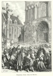 Planting of a Mission Cross (engraving)