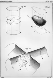 Plate from Elements de Geometrie Descriptive by Gaspard Monge