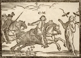 Political pamphlets, Mazarinades: Mazarin drops écus in his flight; the shadow of Concini, Marshal d
