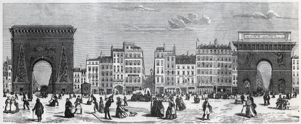 Porte Saint-Denis and Rue Faubourg Saint Denis - Porte Saint Martin and Rue Faubourg Saint-Martin Engraving in 