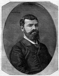 Portrait of Henri-Paul Nenot (1853-1934), French architect, who realized the New Sorbonne of Paris. Engraving in 