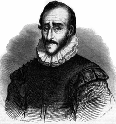 Portrait of Adam de Craponne, French engineer. Engraving in Le Magasin picturesque