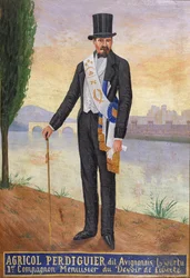 Portrait of Agricol Perdiguier Known as Avignonais Standing on the Banks of the River Rhone at Avignon, c.1860-65