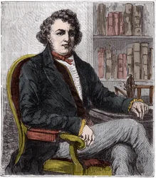 Portrait of Andre Marie Ampere (1775-1836) French physicist - Andre-Marie Ampere (1775-1836), French physicist and pioneer of electrodynamics - Engraving in 
