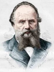 Portrait of Aristide Boucicaut, French trader, director of the department stores of Bon Marche. Engraving in Le Monde Illustré n°1082 of 5 January 1878