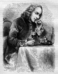 Portrait of Claude Henri de Fusee de Voisenon (1708-1775), represented by the pastry maker of Cauterets. Engraving from 1858