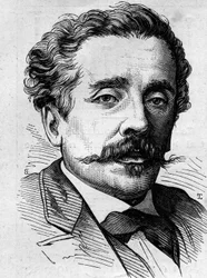 Portrait of Ernest Lacan (1829-1879), French journalist and writer. Engraving in Le Monde Illustré n°1141 of February 8