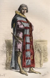Portrait of Etienne Marcel, French Merchant and Politician (1315-1358) - engraving from 