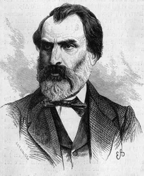Portrait of Eugene Pelletan, French politician. Engraving in Le Monde Illustré n°634 of June 5