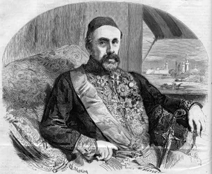 Portrait of Fouad (Fuad) Pasha (1815-1869), Turkish politician and ambassador. Engraving by Morin in 
