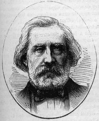 Portrait of Henri Labrouste (1801-1875), French architect. Engraving in Le Monde Illustré n°890 of 2 May 1874.