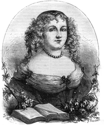 Portrait of Isabel II of Jerusalem (Yolande de Brienne), Queen of Jerusalem (1212-1228) and wife of Frederick II of the Holy Empire. Engraving in 
