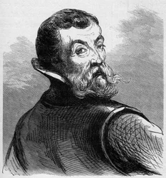 Portrait of Jacques Cartier (1491-1557). French navigator and explorer. Engraving in 