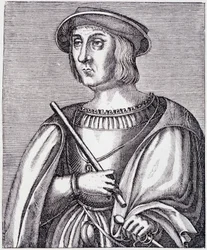 Portrait of Jacques II de Chabannes (La Palice) engraving from Louis XII et Anne de Bretagne by Paul Lacroix