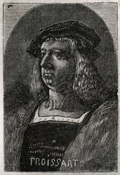 Portrait of John Froissart, French chronicler of medieval France - engraving in 