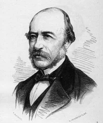 Portrait of Joseph Autran (1813-1877), French poet. Engraving in Le Monde Illustré n°1040 of 17 March 1877.