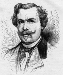 Portrait of Jules de Goncourt (1830-1870), French writer. Engraving in 