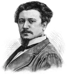 Portrait of Karl Daubigny (1846-1886), French painter. Engraving in Le Monde Illustre, June 5