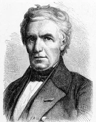 Portrait of Marc Séguin (1786 - 1844), French engineer who conceived the principle of suspended bridges, also inventor of the tubular boiler - in Album de la Science; illustrious scientists; Great discoveries 1896