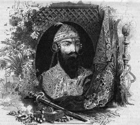 Portrait of Nana Saheb (Nana Sahib) (by her real name Dhundu Pant) (ca. 1820-?) , head of the anti-colonial revolt of the Cipayas in India. Engraving in “Le Monde Illustré” n°331 of 15 August 1863