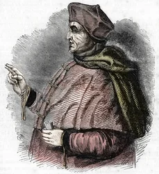 Portrait of Bishop Pierre Cauchon (1371-1442), authorizing officer of the trial of Joan of Arc (Portrait of Pierre Cauchon, Bishop of Beauvais). Engraving