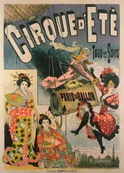 Poster advertising Paris en Ballon at the Cirque dEte