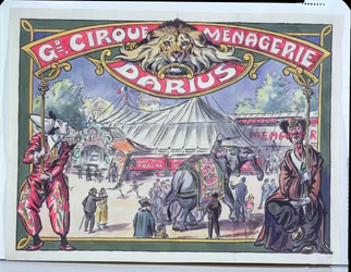 Poster advertising the Grand Cirque Menagerie Darius