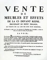 Poster advertising the sale of Marie-Antoinette